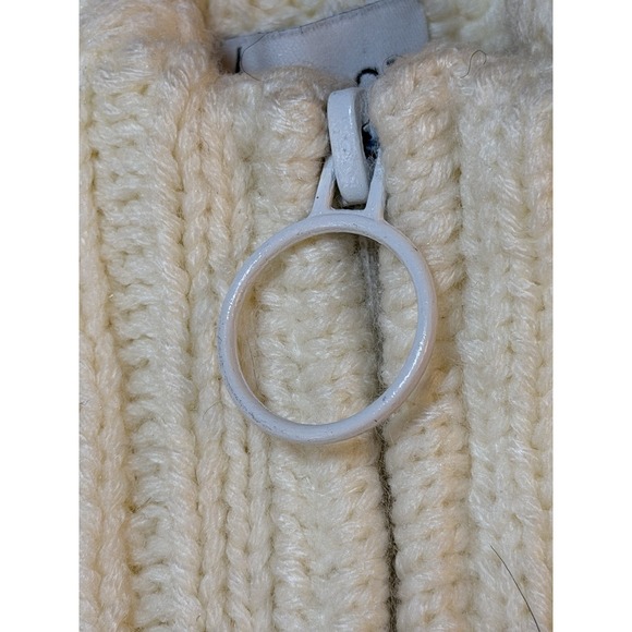 WHBM Ivory Cable Knit Fisherman Sweater Vest Full Zip Small Layering Apres Ski - Picture 5 of 11